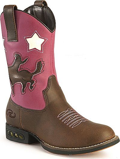 Pink \u0026 Brown Light Up Cowboy Boots 
