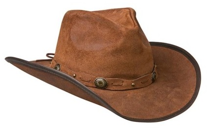 Brown Leather Hat with Conchos - Outback Leather