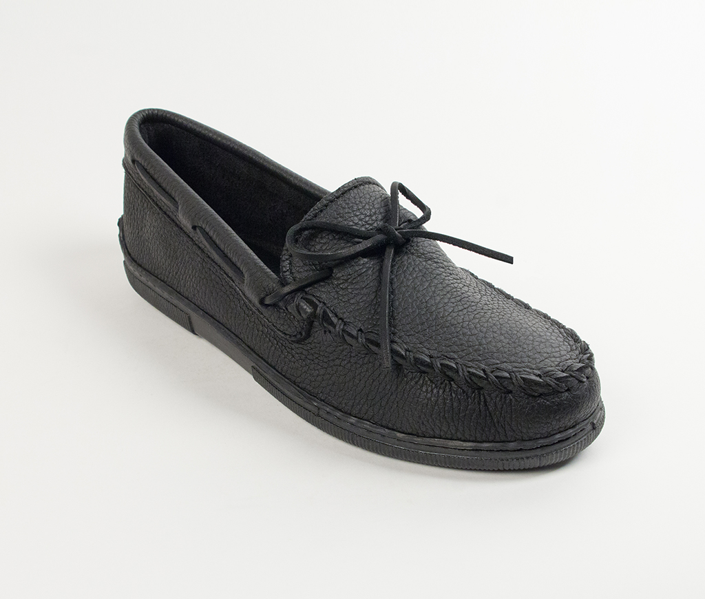 Men's Black Moosehide Hardsole Moccasin